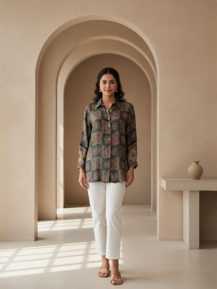 Green Crepe shirt
