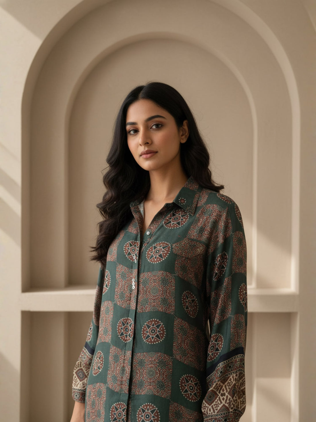 Green Crepe shirt