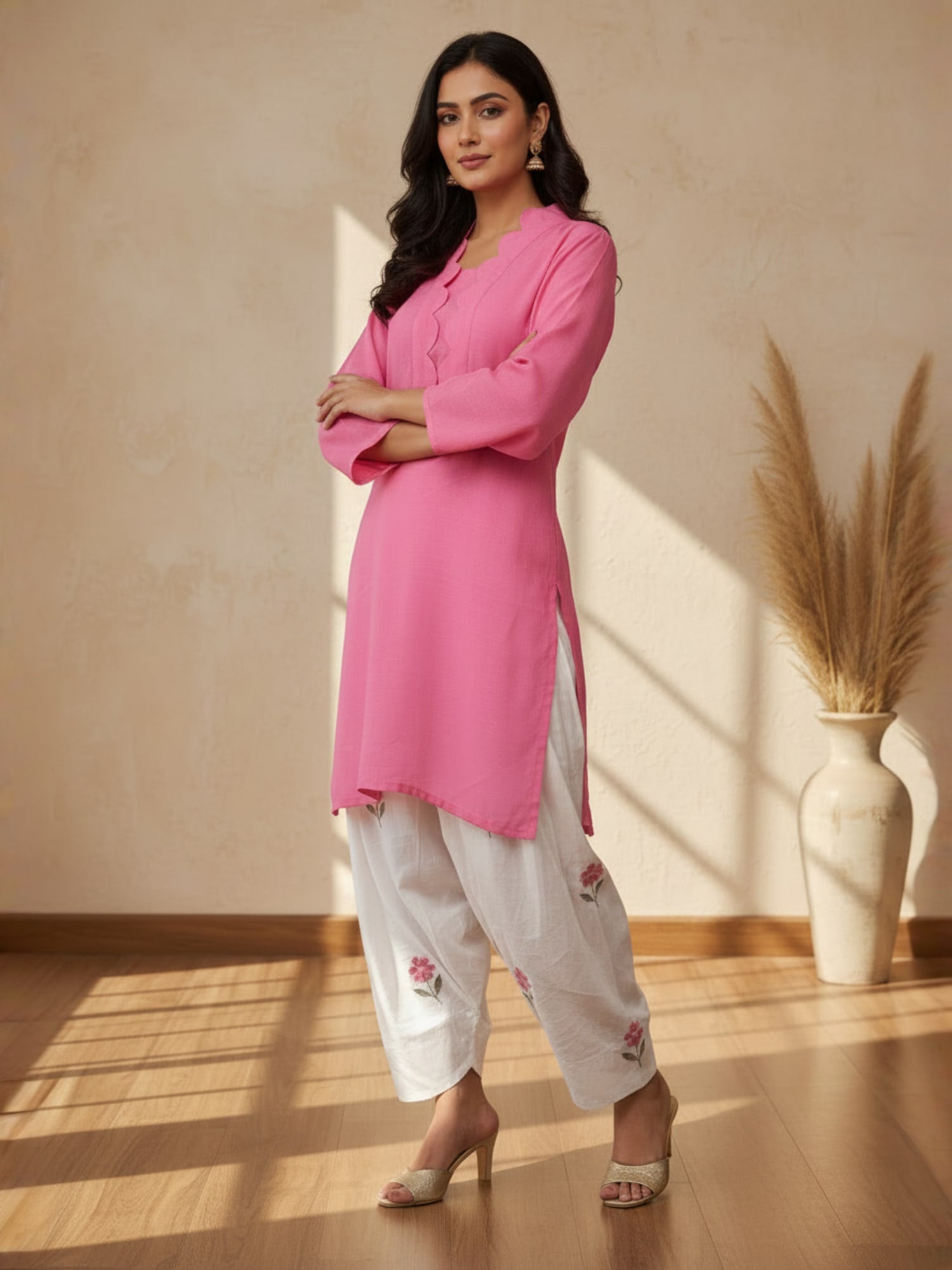 Pink floral Farsi salwar Co-ord