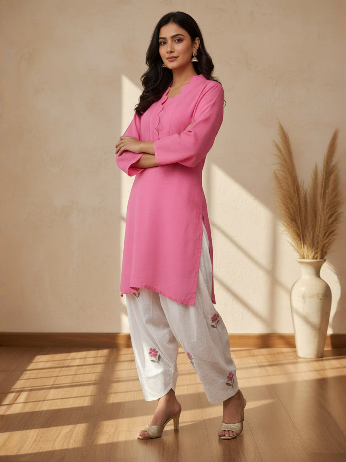 Pink floral Farsi salwar Co-ord