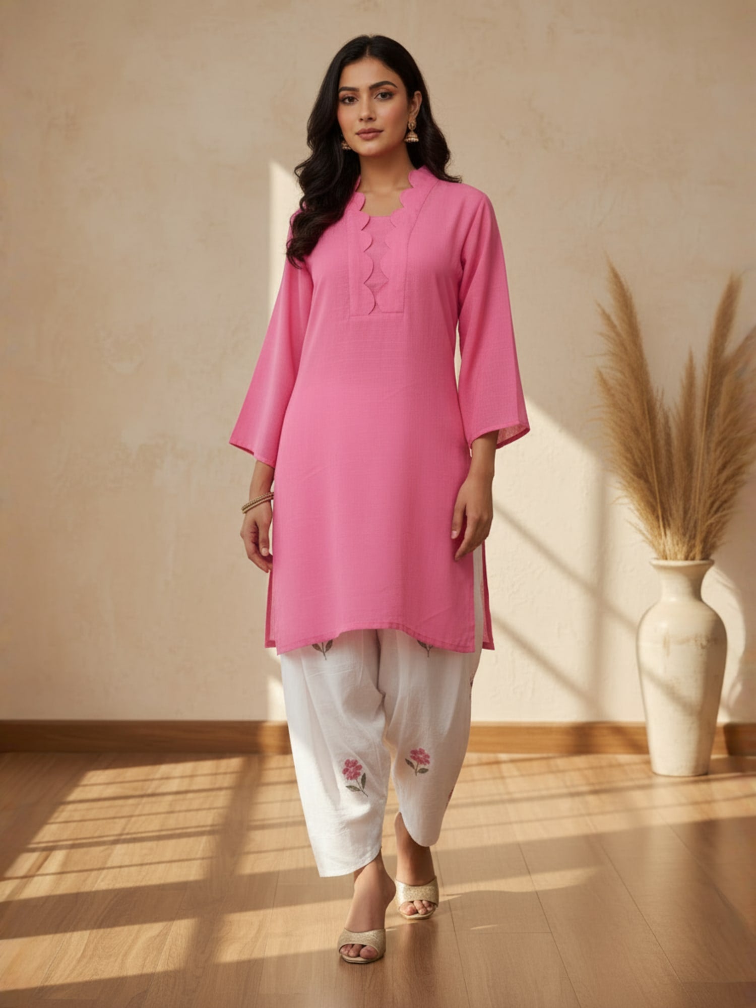 Pink floral Farsi salwar Co-ord