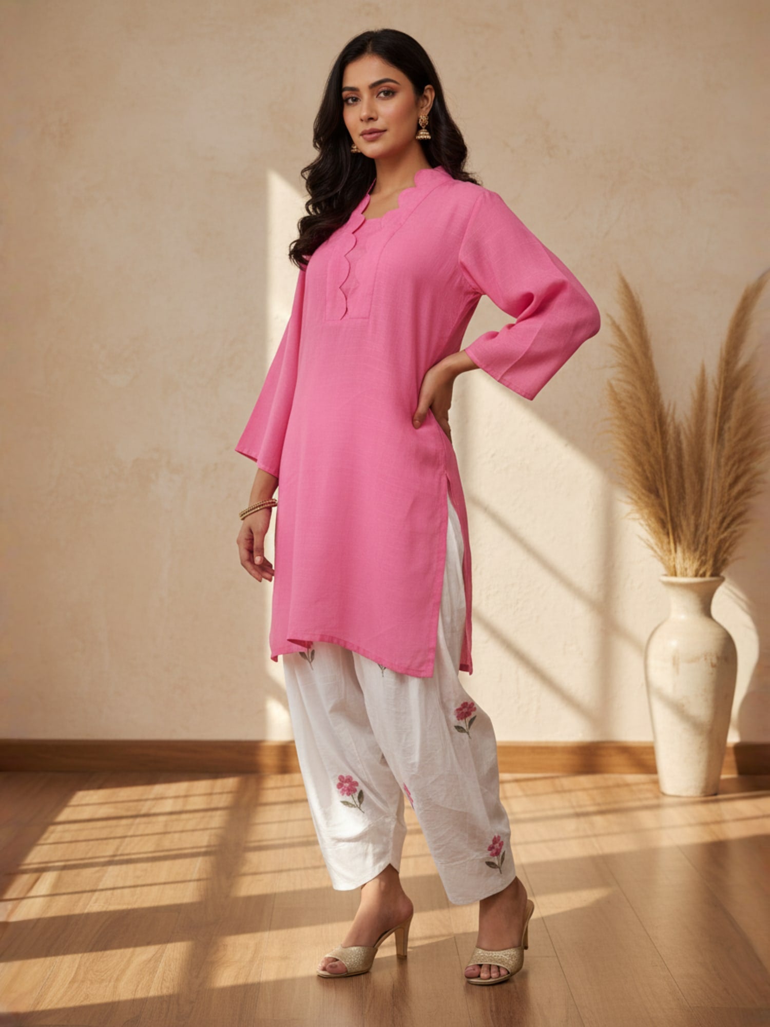 Pink floral Farsi salwar Co-ord