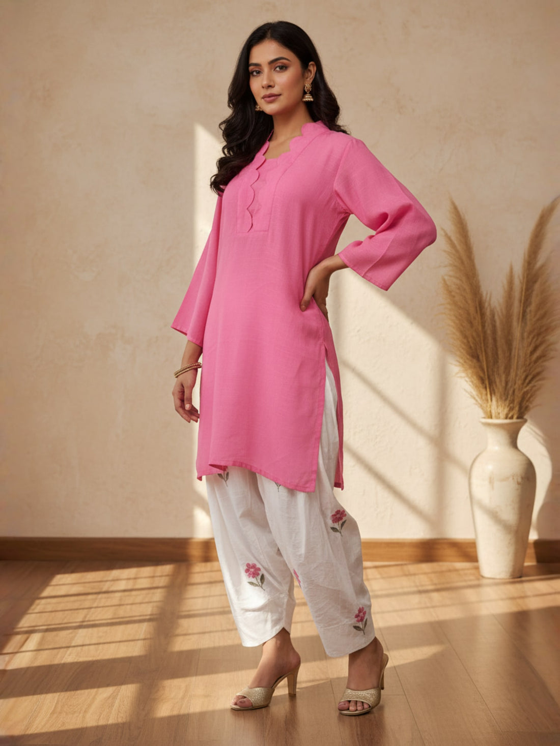 Pink floral Farsi salwar Co-ord