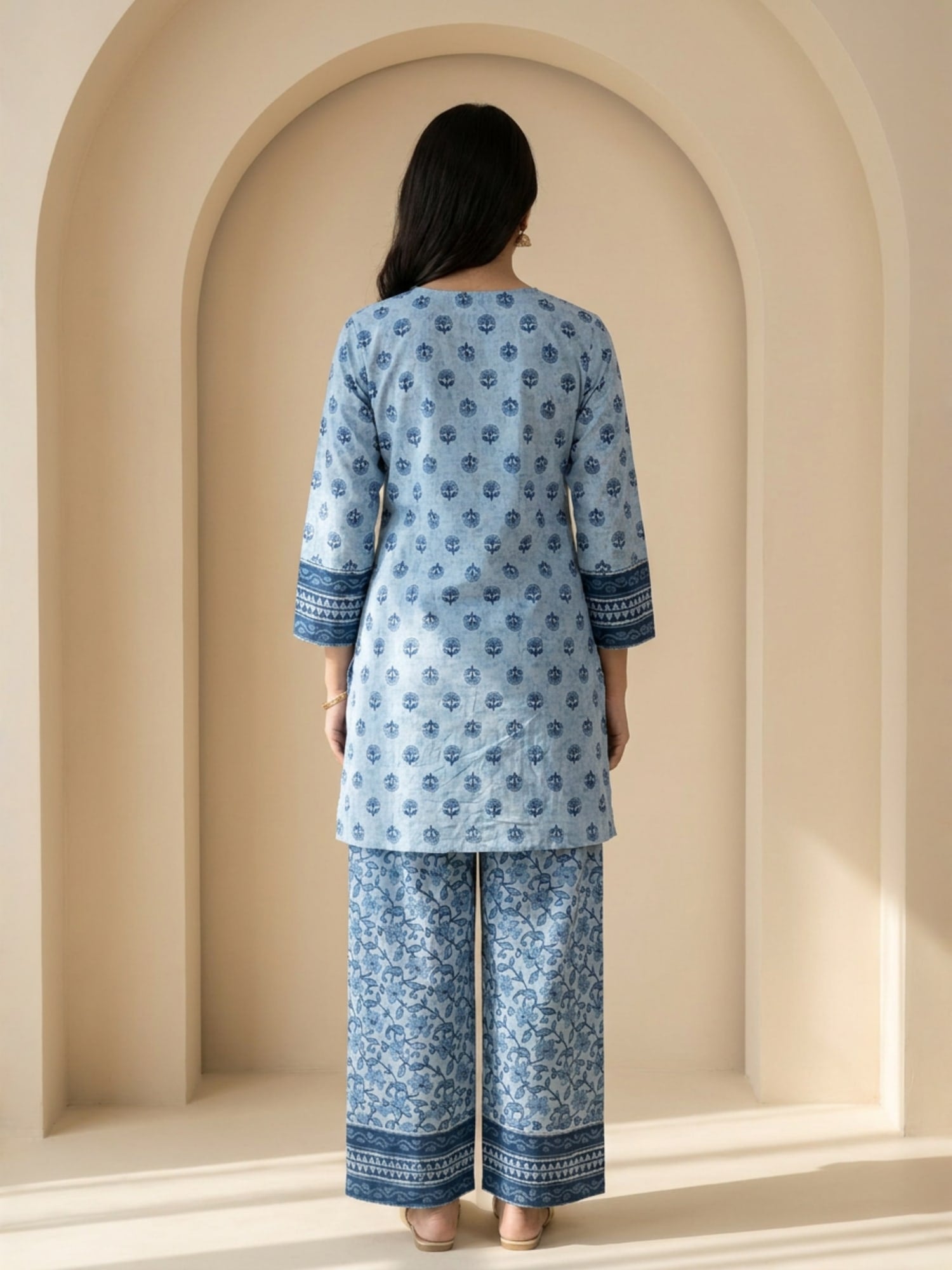 Farsi salwar Blue dual tone Co-ord