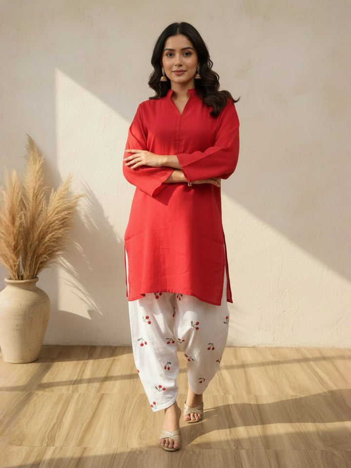 Red Cherry Farsi salwar Co-ord