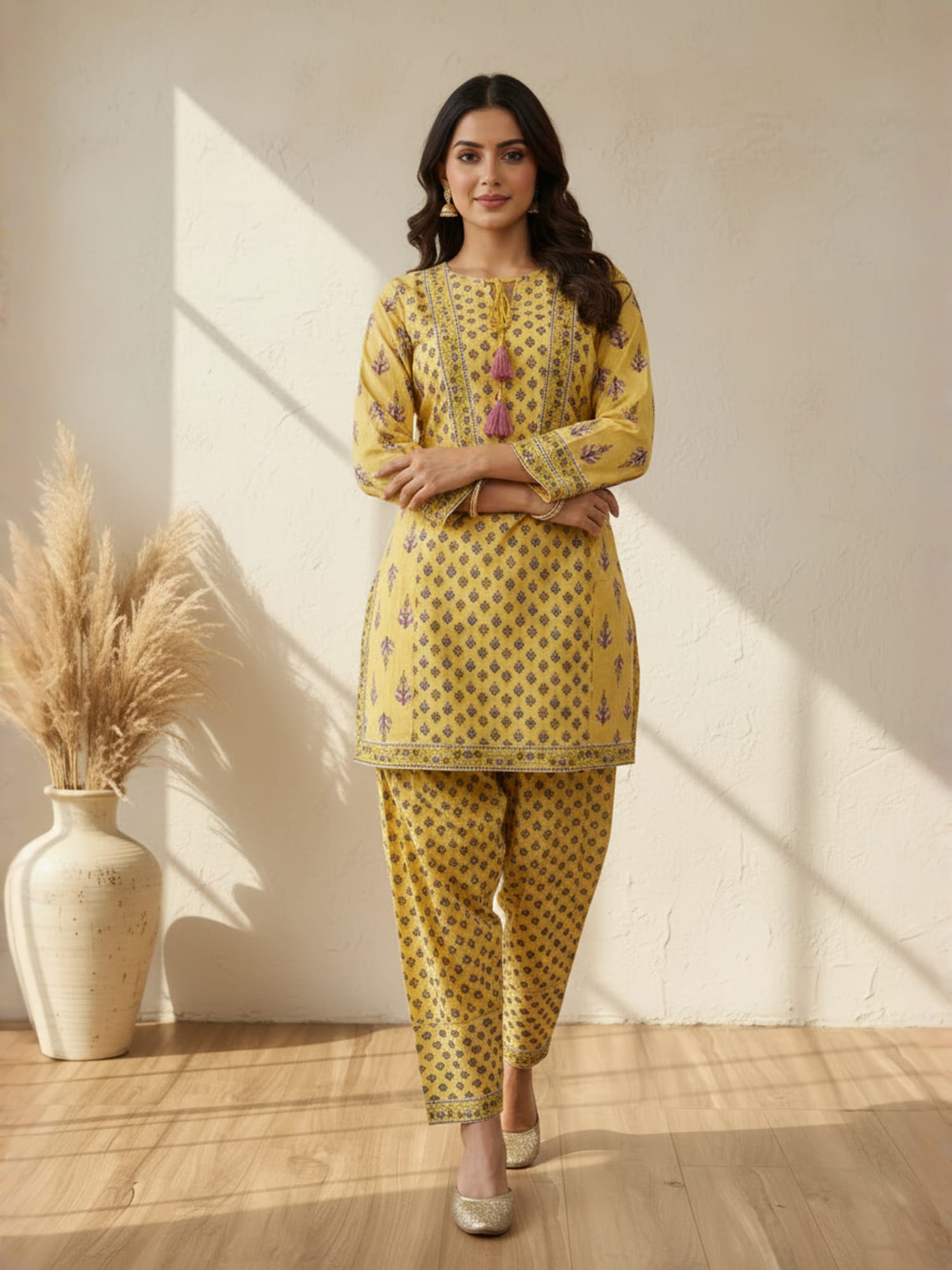 Yellow Farsi salwar dual tone Co-ord