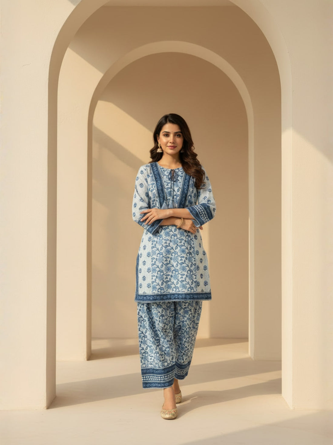 Farsi salwar Blue dual tone Co-ord