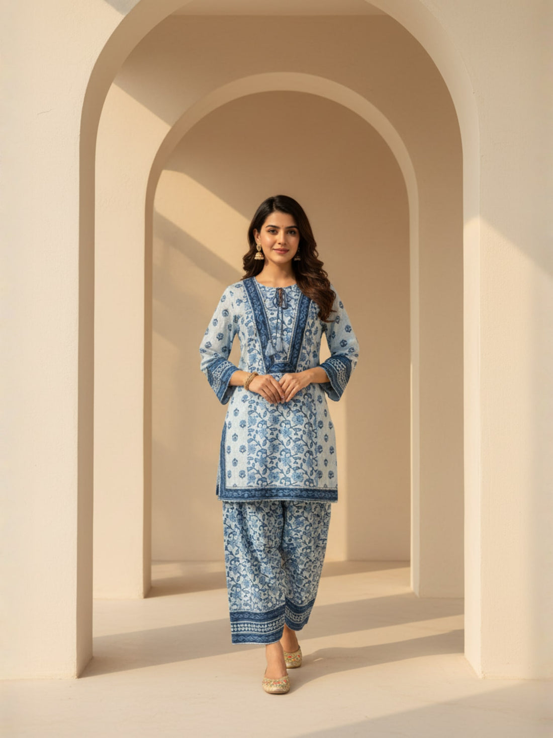Farsi salwar Blue dual tone Co-ord
