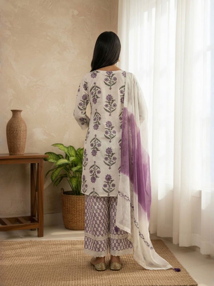 White and lavender suit with farshi salwar