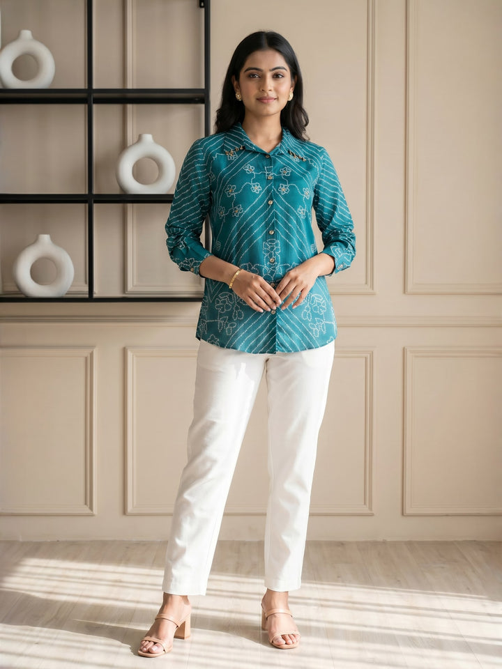 Bandhani Crepe shirt