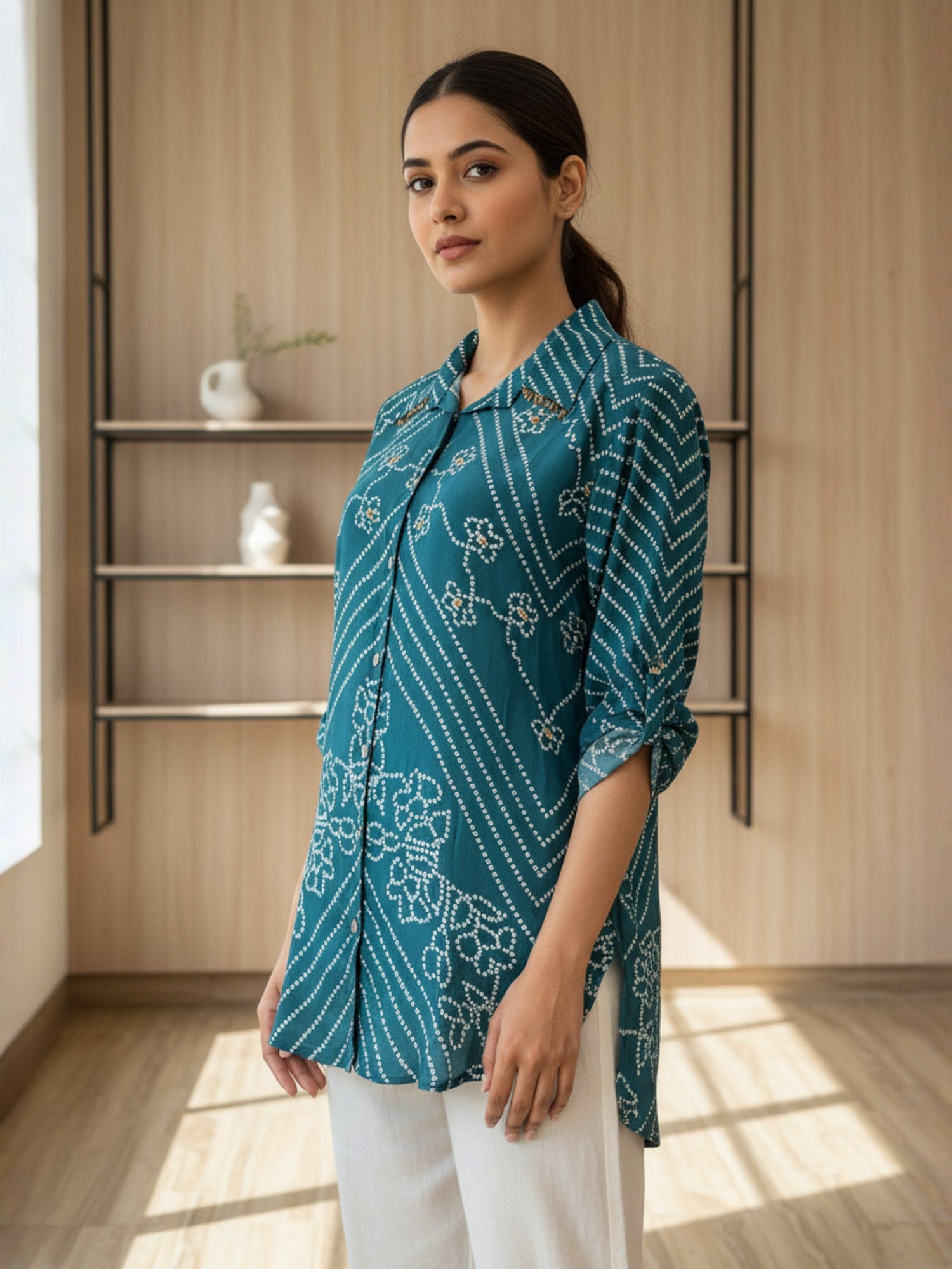 Bandhani Crepe shirt