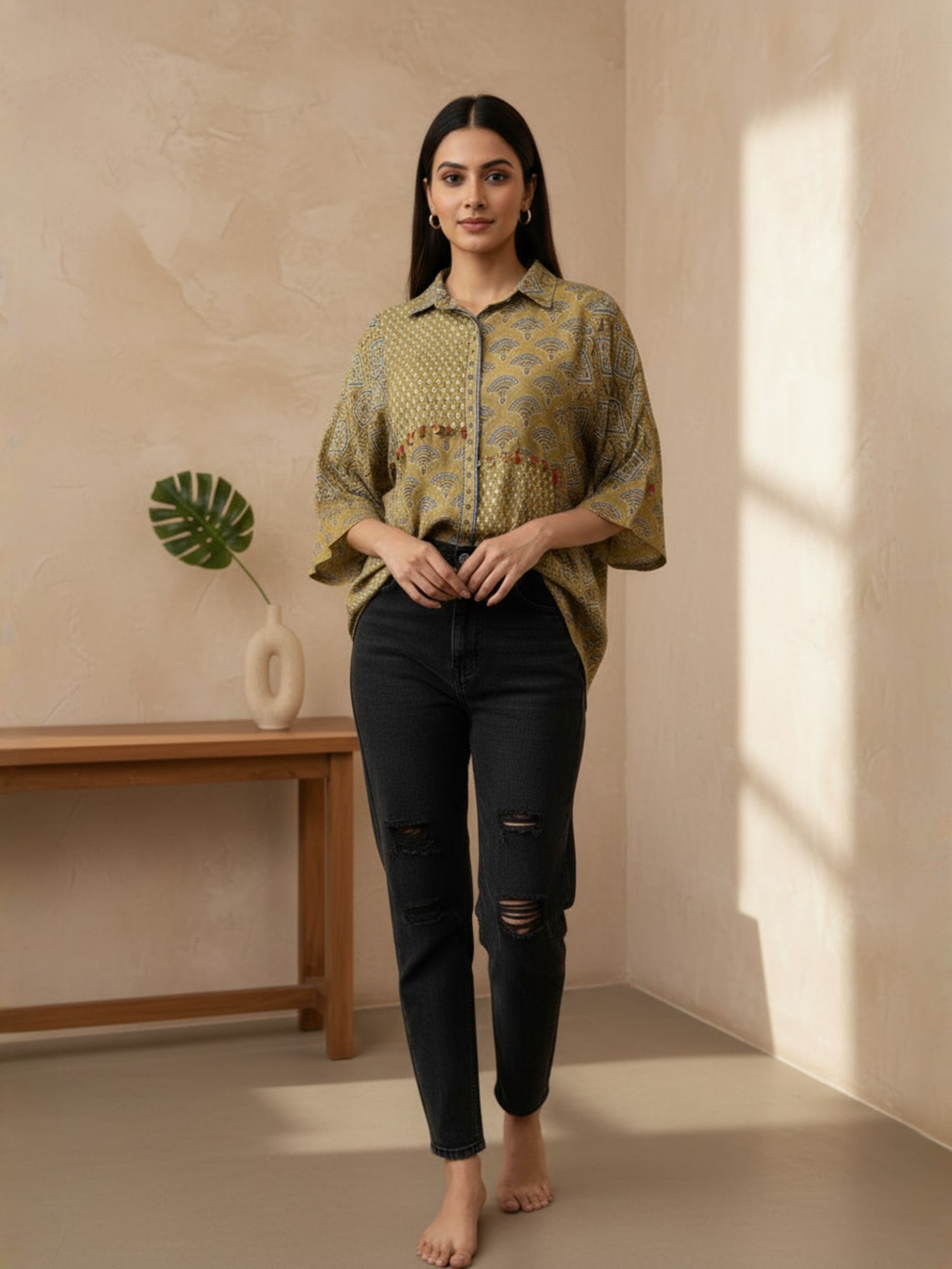 Yellow Crepe shirt