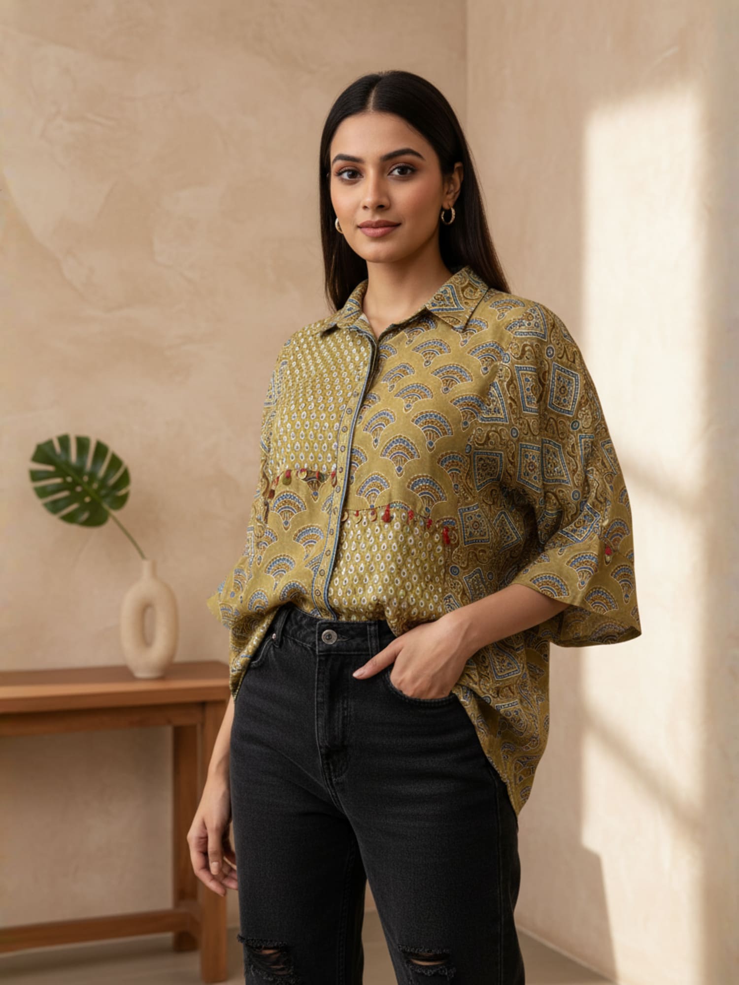 Yellow Crepe shirt