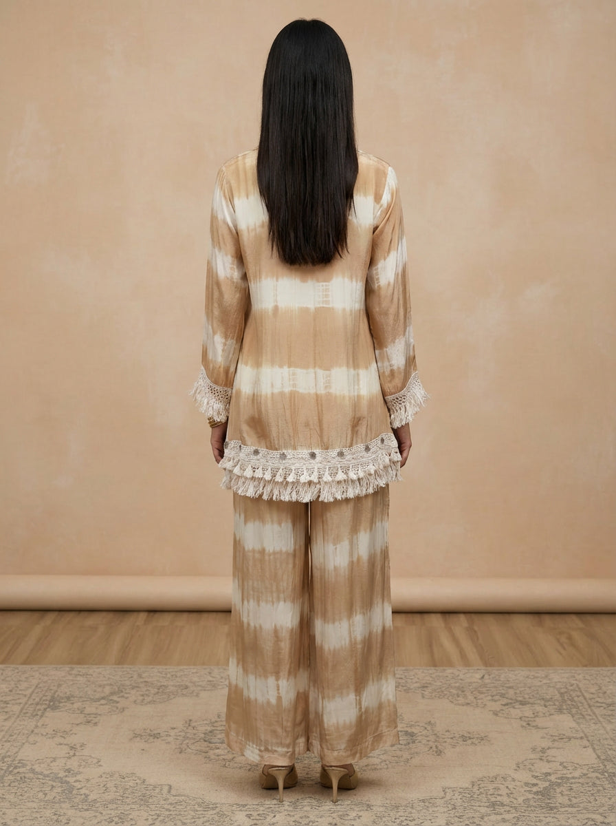 Beige tie die co ord set