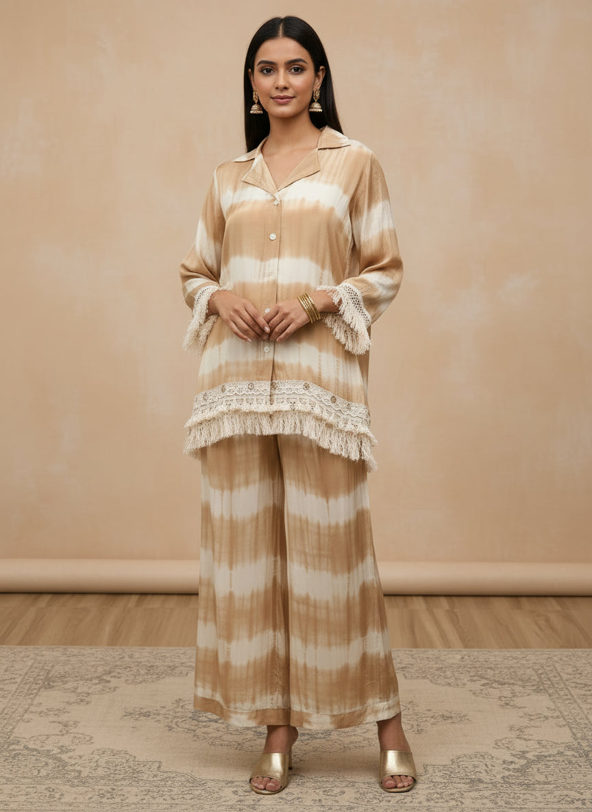Beige tie die co ord set