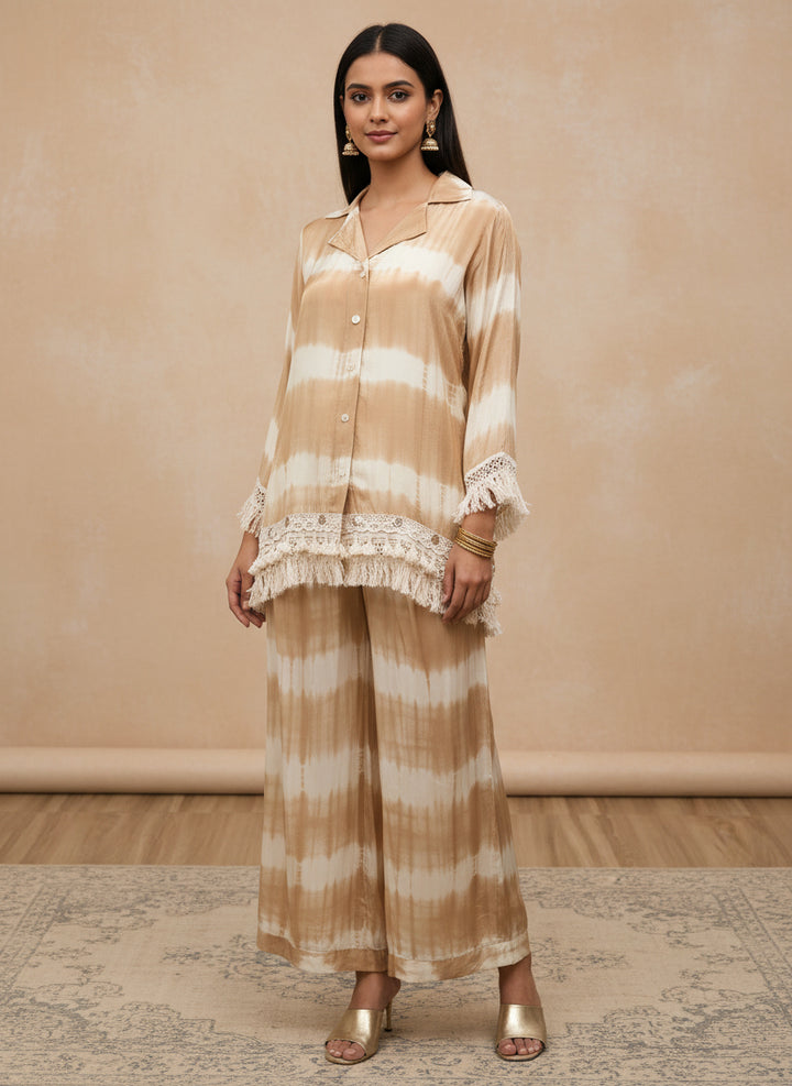 Beige tie die co ord set