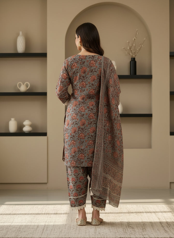 Grey suit with farshi salwar