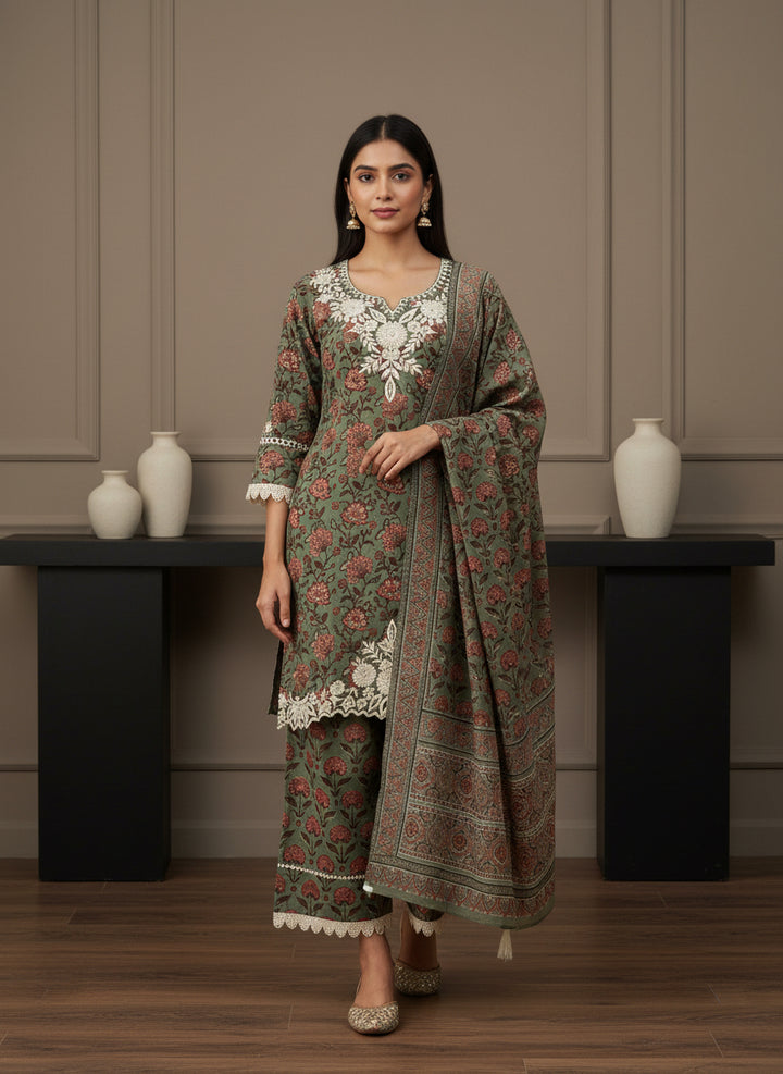 Green suit with farshi salwar