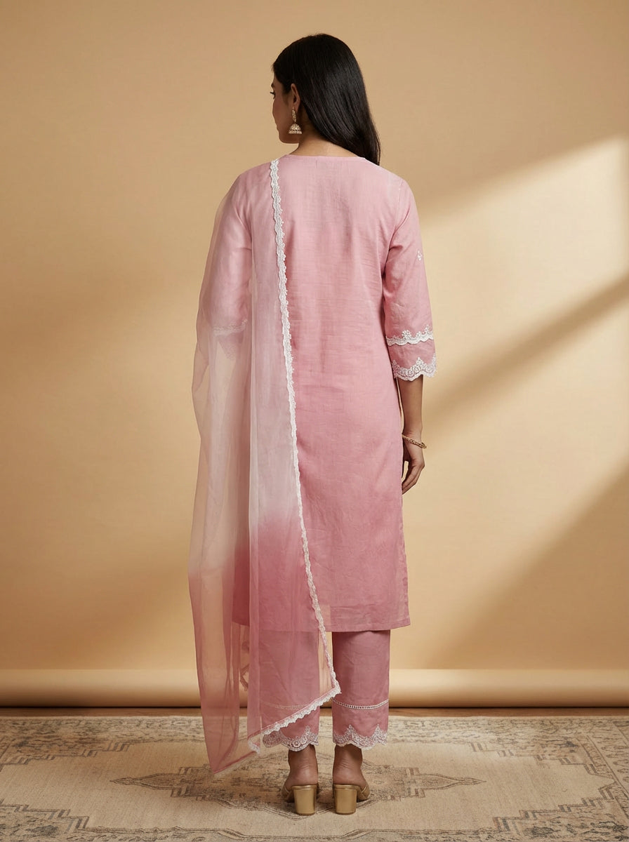 Pink ombre three piece suit