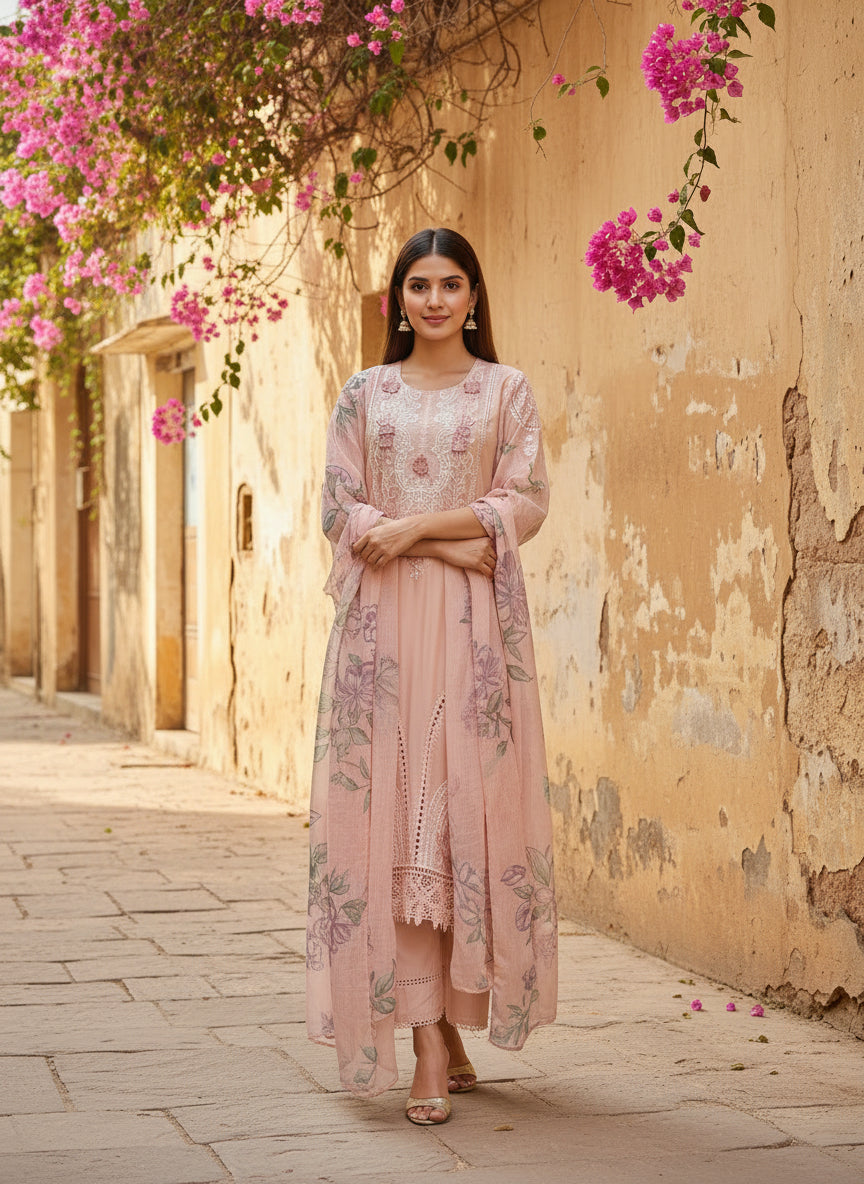 Pink Pakistani three piece suit