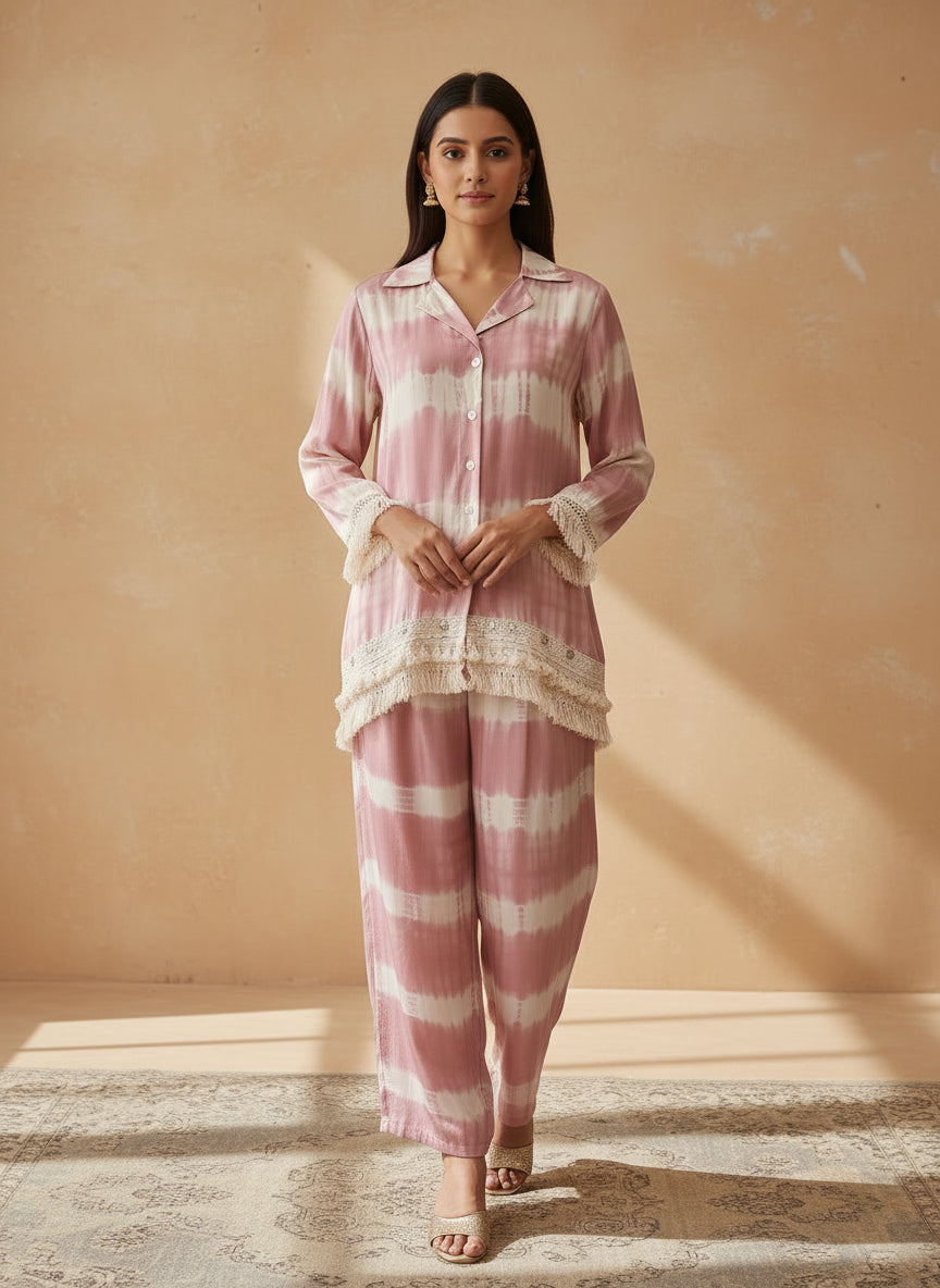 Pink tie die co ord set
