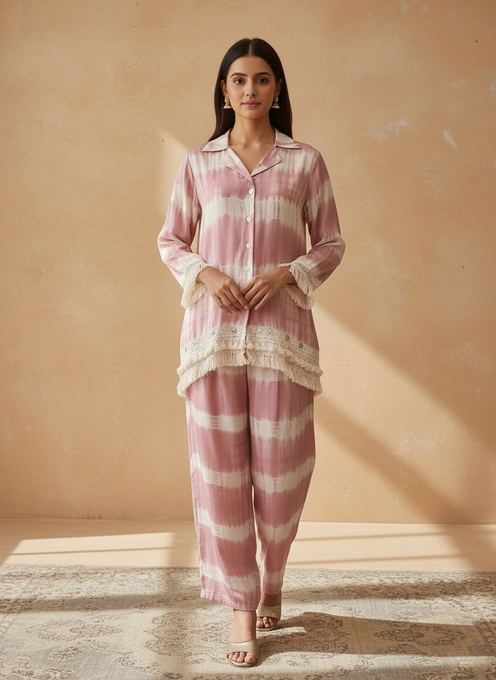 Pink tie die co ord set