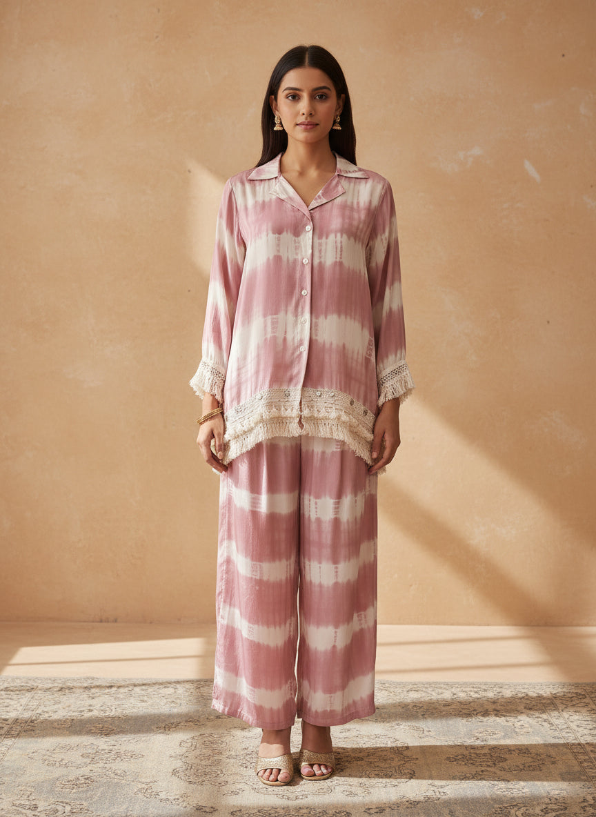 Pink tie die co ord set