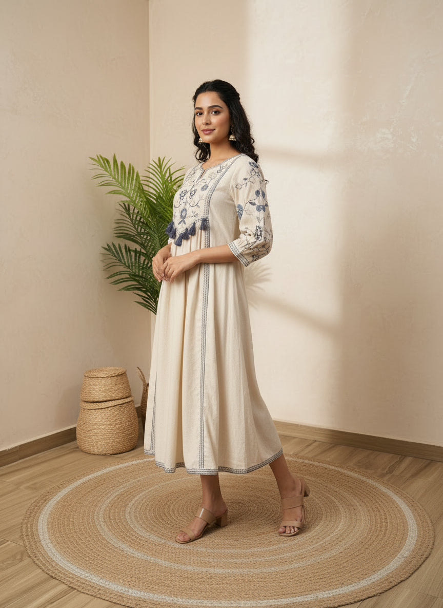Off white Tunic bohemian embroidery