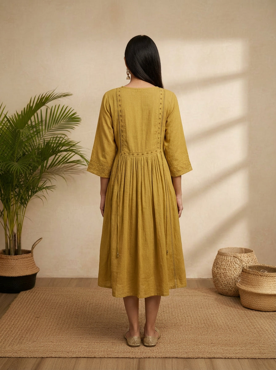 Mustard Tunic bohemian embroidery
