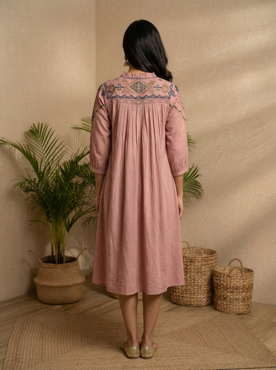 Pink Tunic bohemian embroidery
