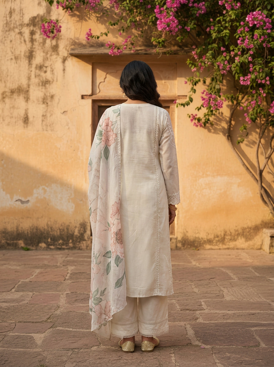 Cream Pakistani three piece suit