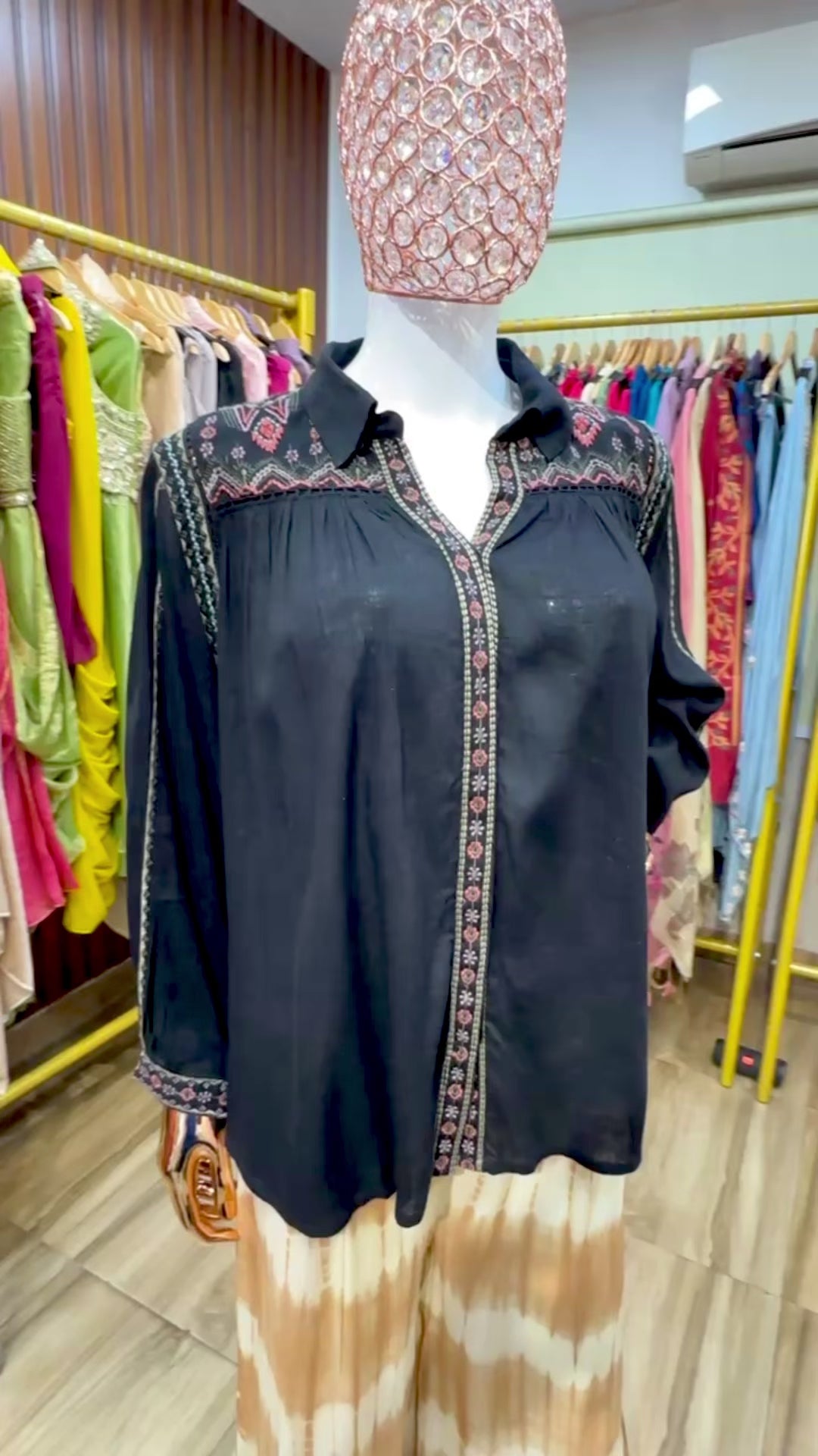Black top Bohemian embroidery