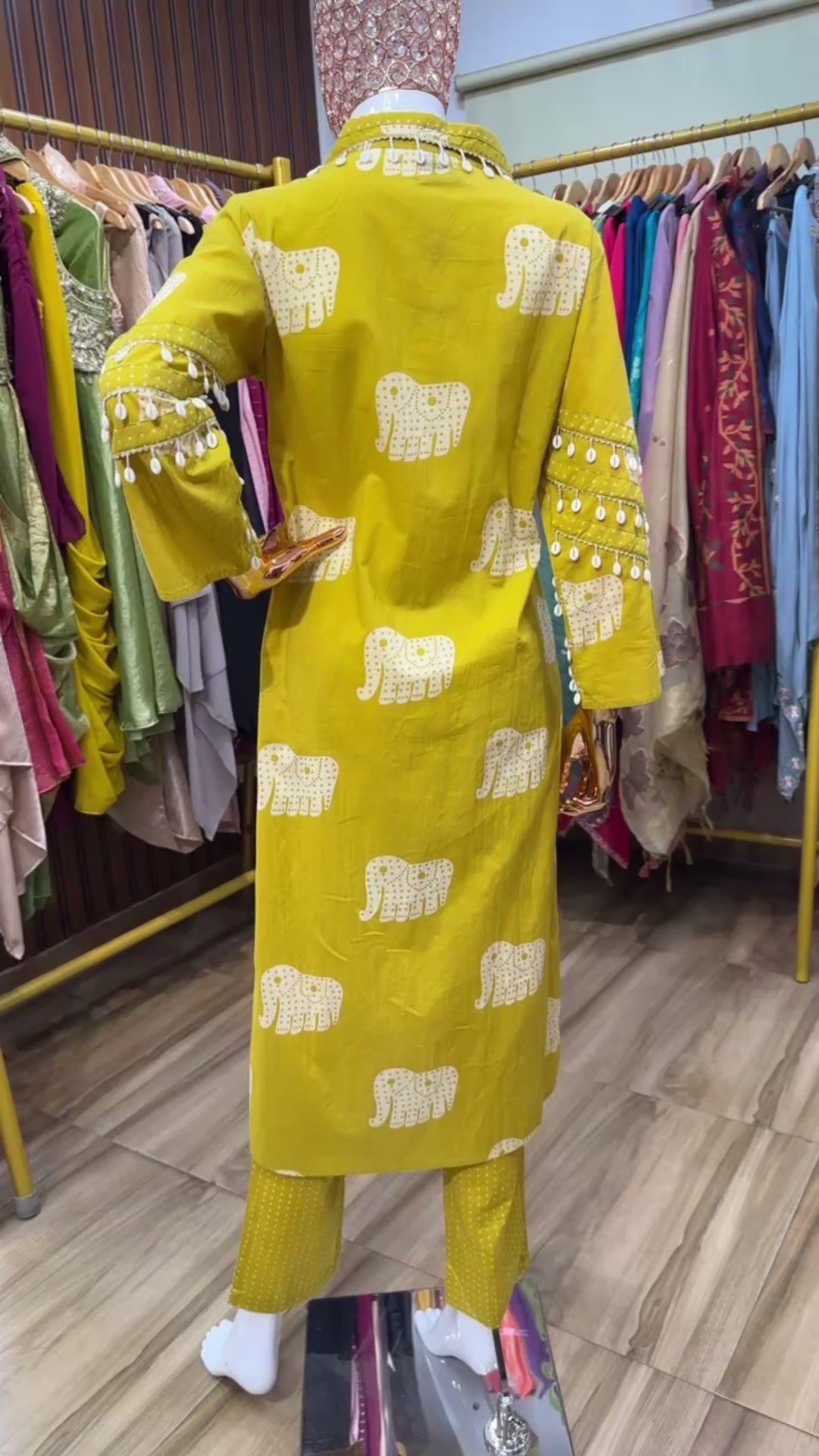 Yellow elephant print co ord set