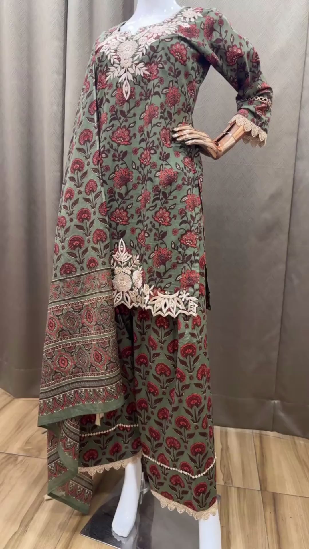 Green suit with farshi salwar