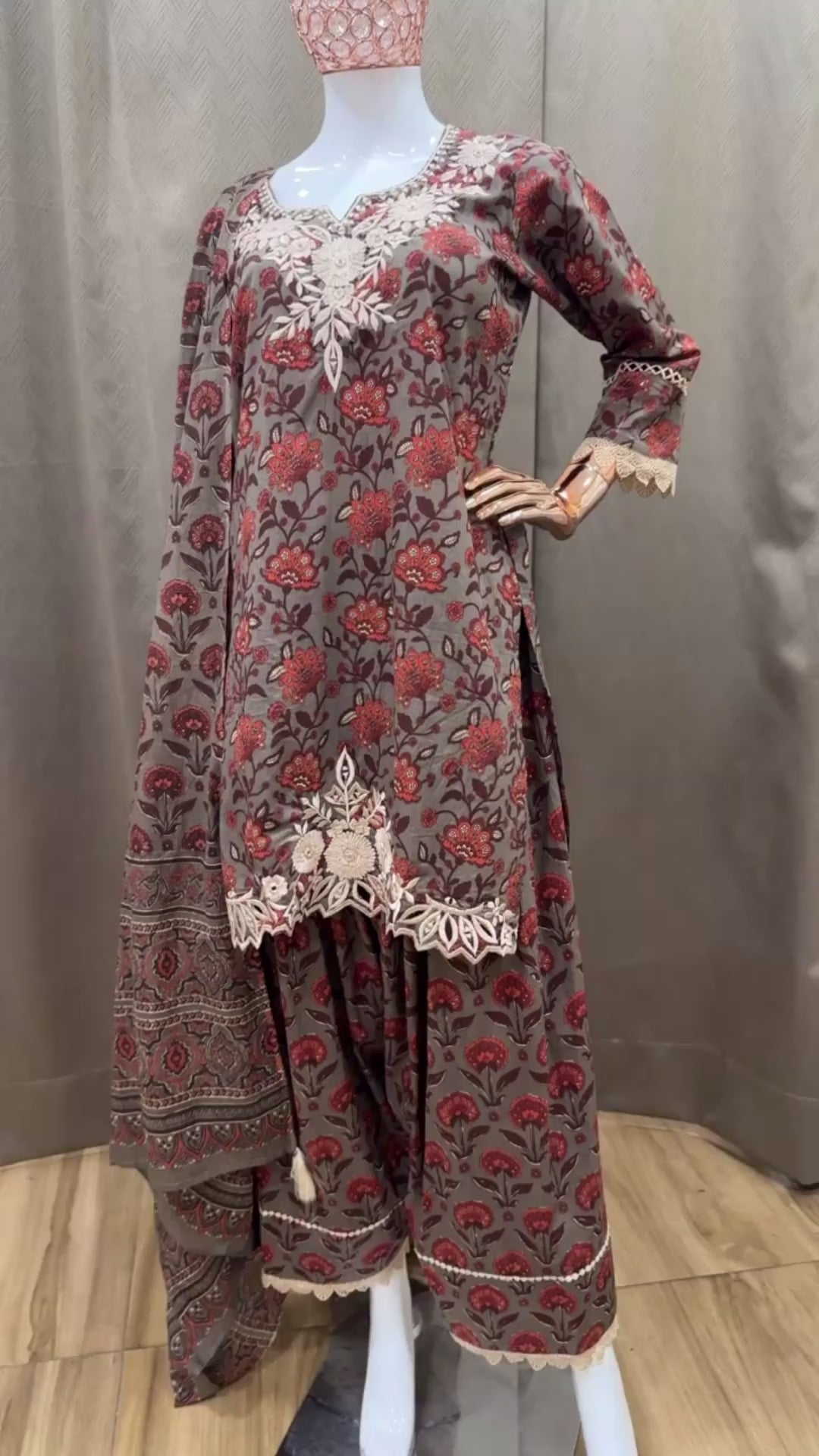 Grey suit with farshi salwar