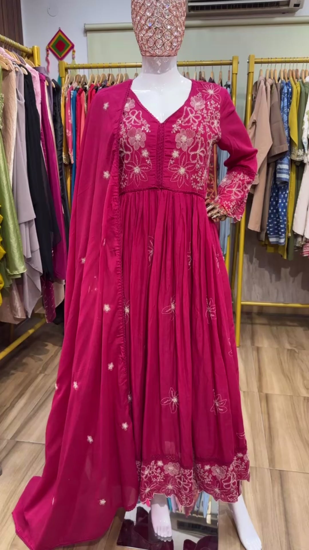 Pink embroidered anarkali