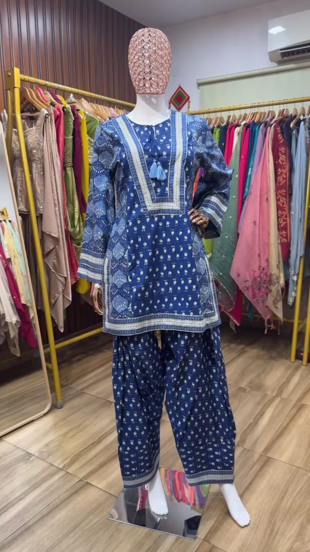Blue printed farsi salwar co ord set