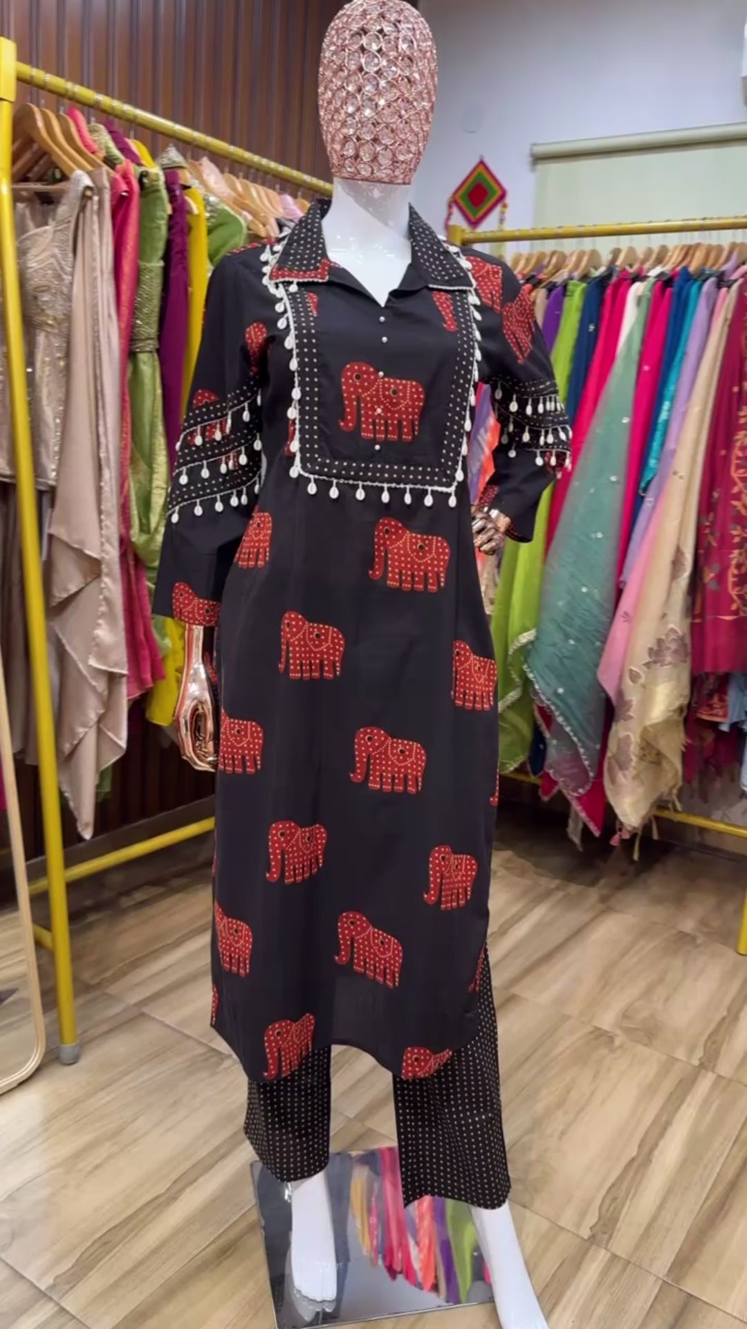 Black elephant print co ord set