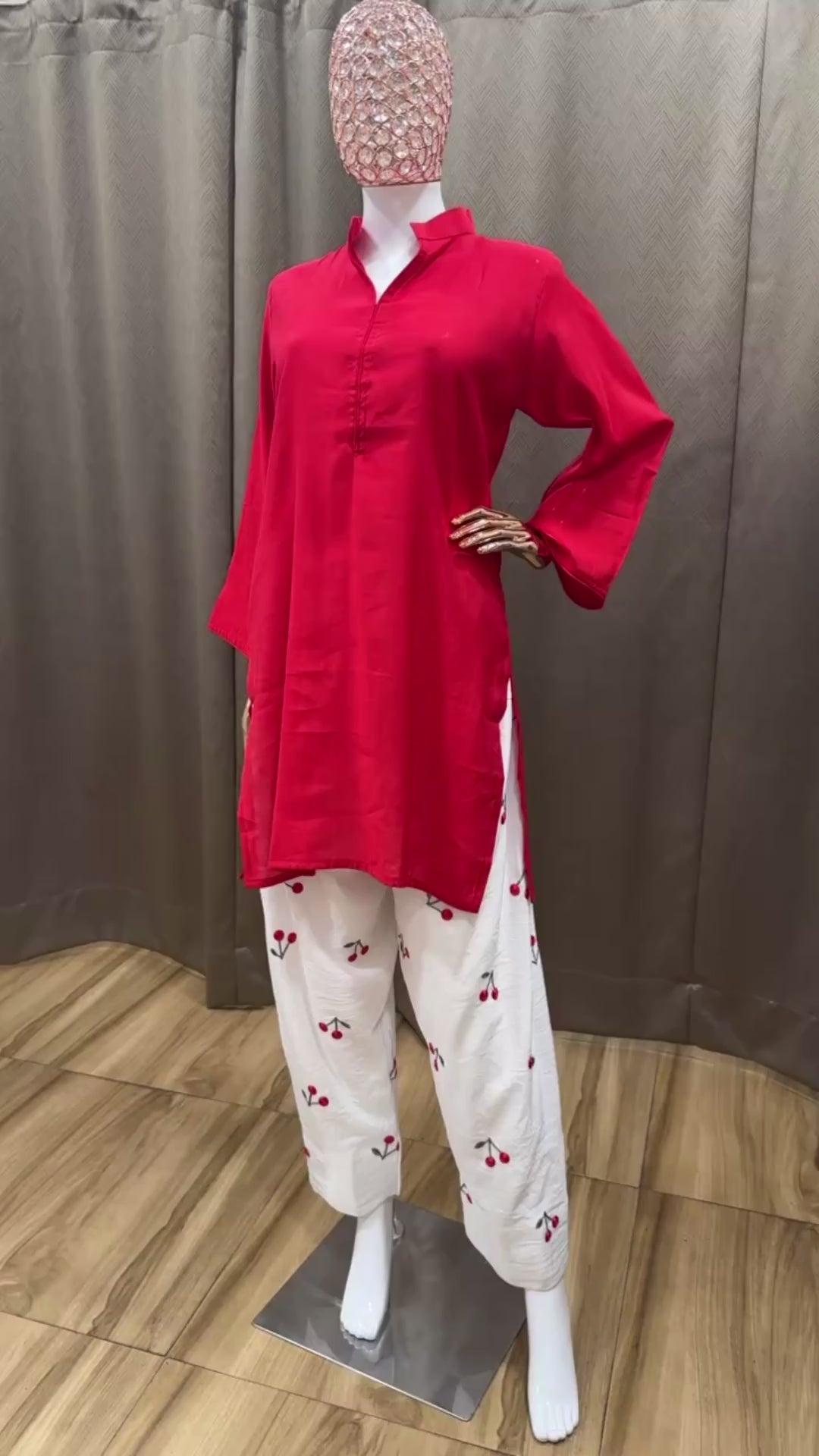 Red Cherry Farsi salwar Co-ord