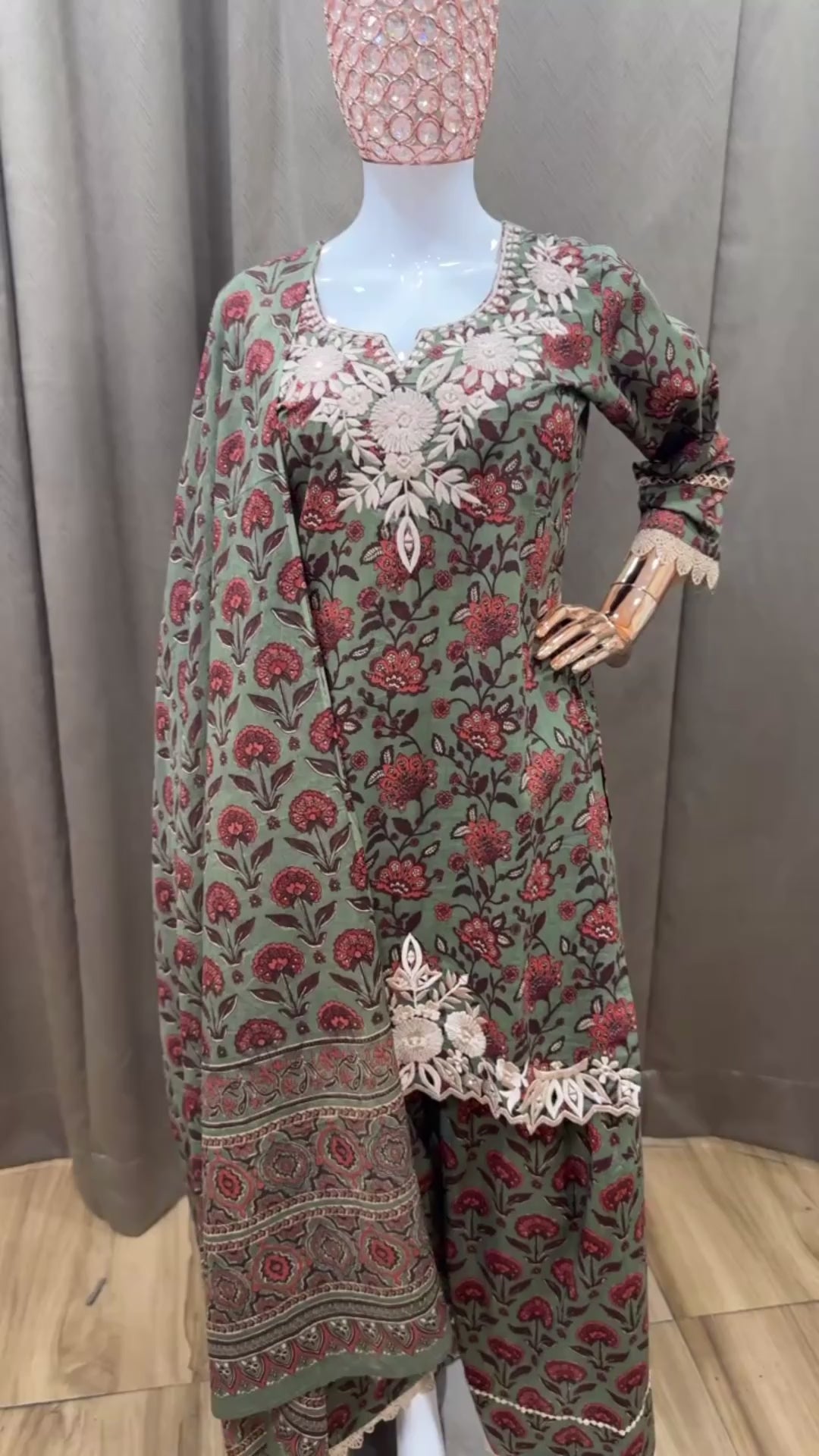 Green suit with farshi salwar