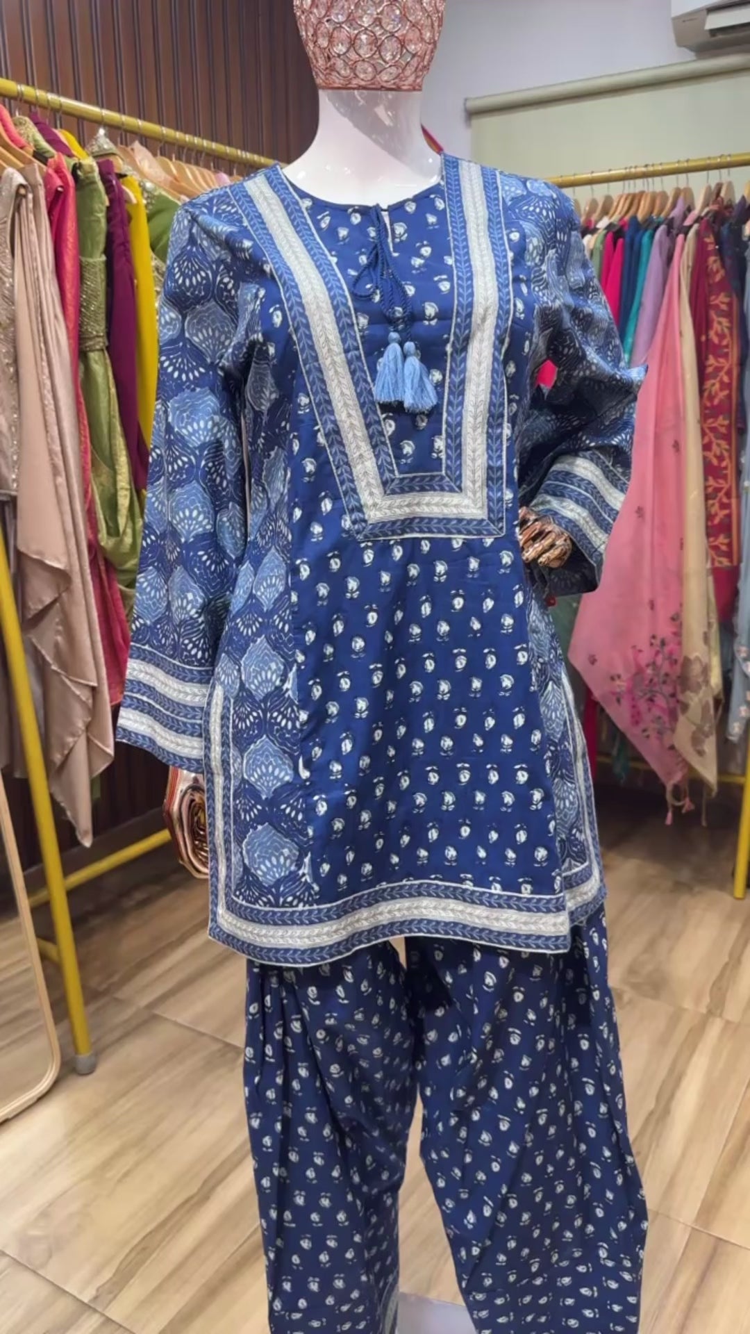 Blue printed farsi salwar co ord set