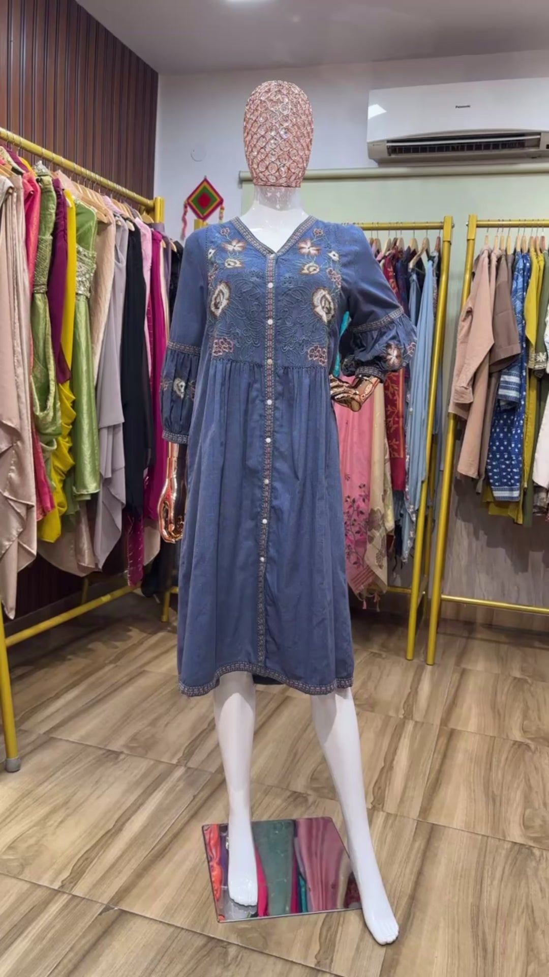 Blue Tunic bohemian embroidery
