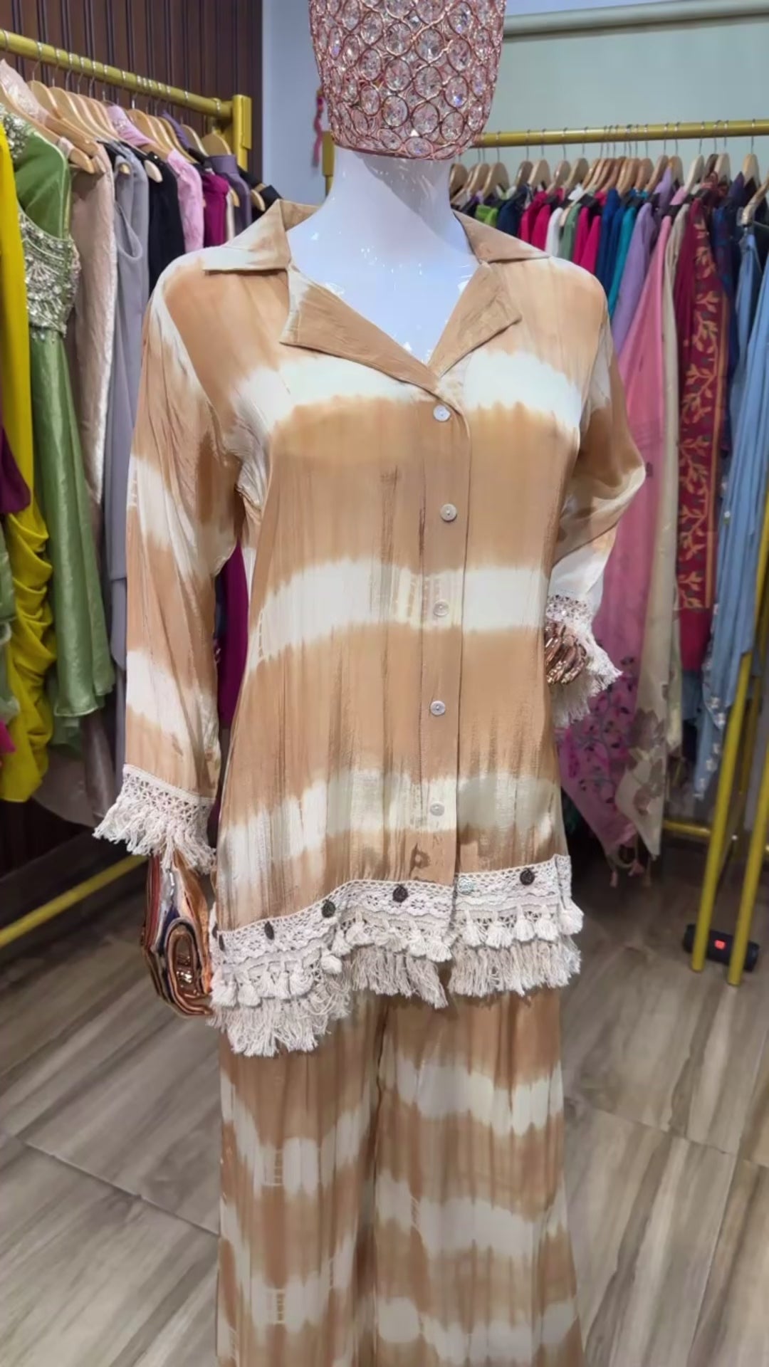 Beige tie die co ord set