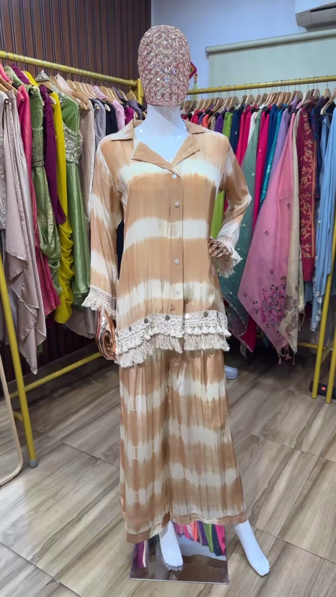 Beige tie die co ord set