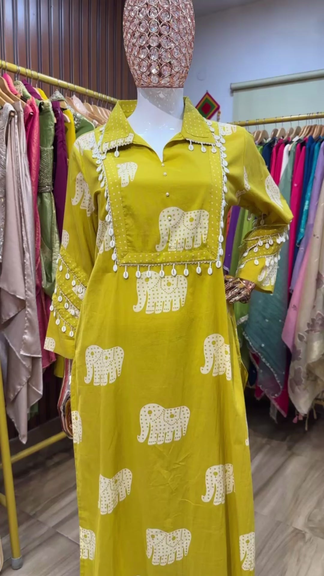 Yellow elephant print co ord set