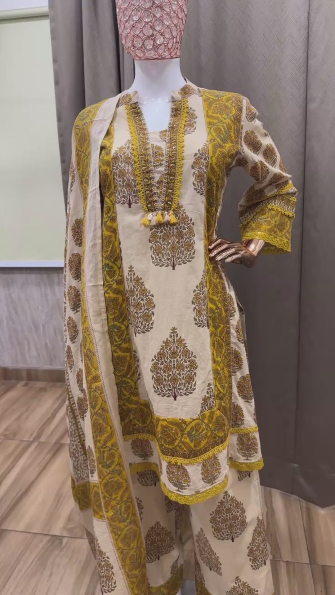 Yellow pakistani three piece suit