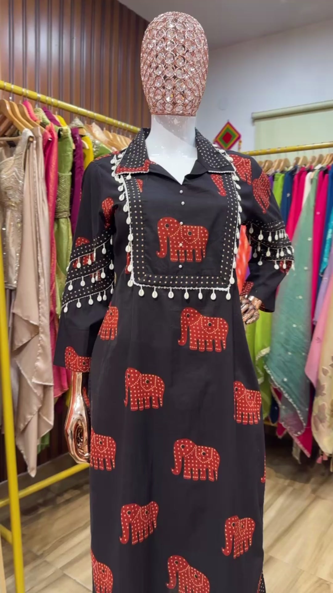 Black elephant print co ord set