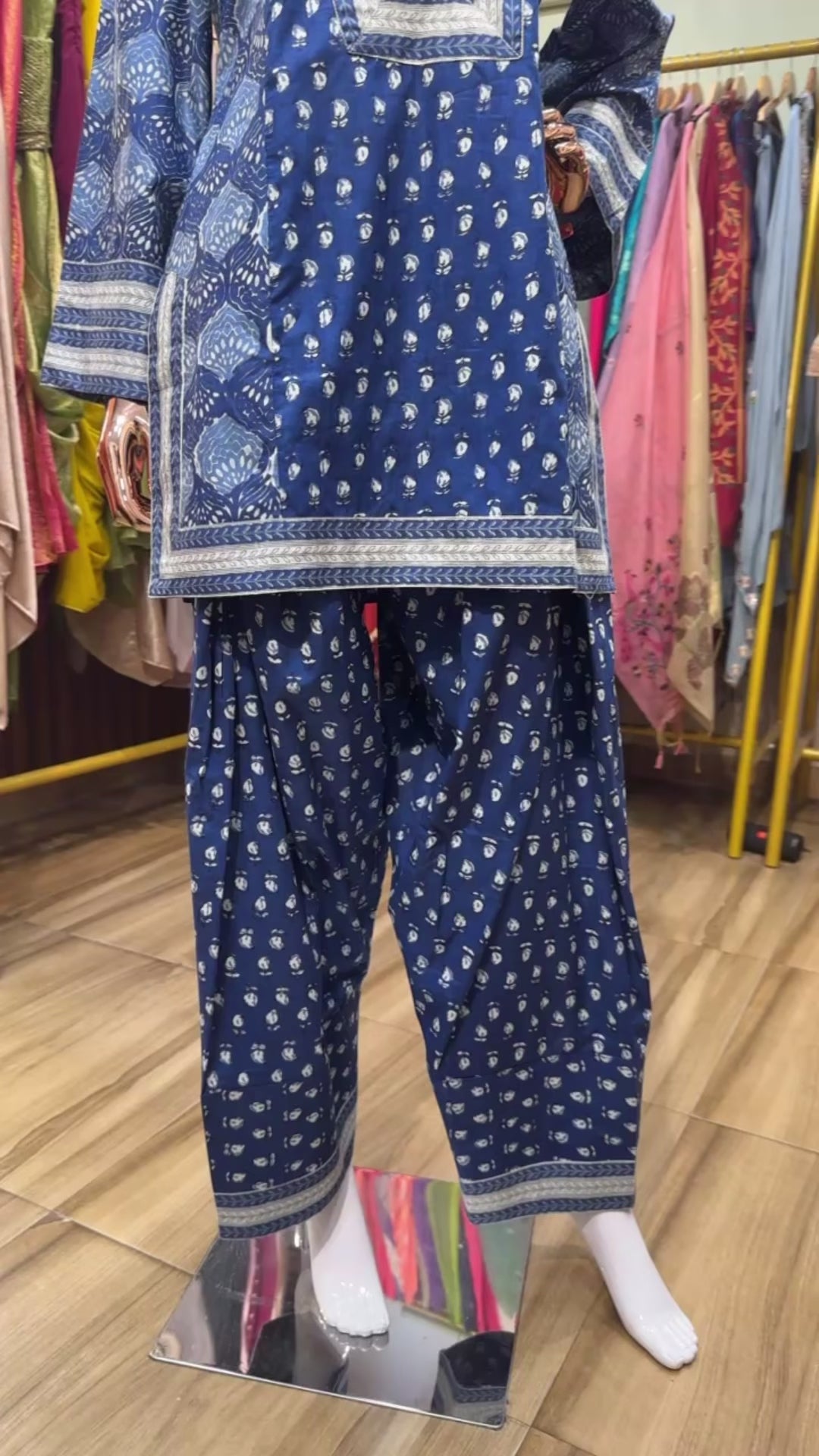 Blue printed farsi salwar co ord set