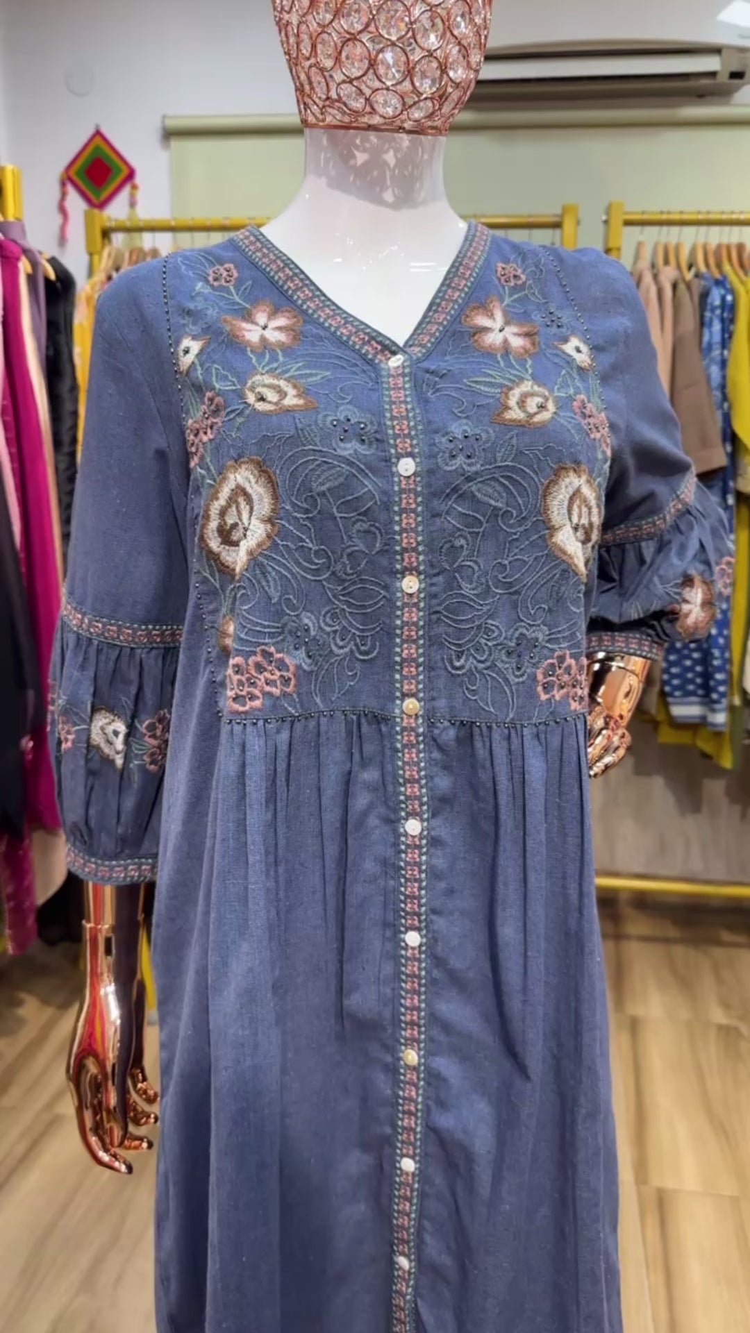 Blue Tunic bohemian embroidery