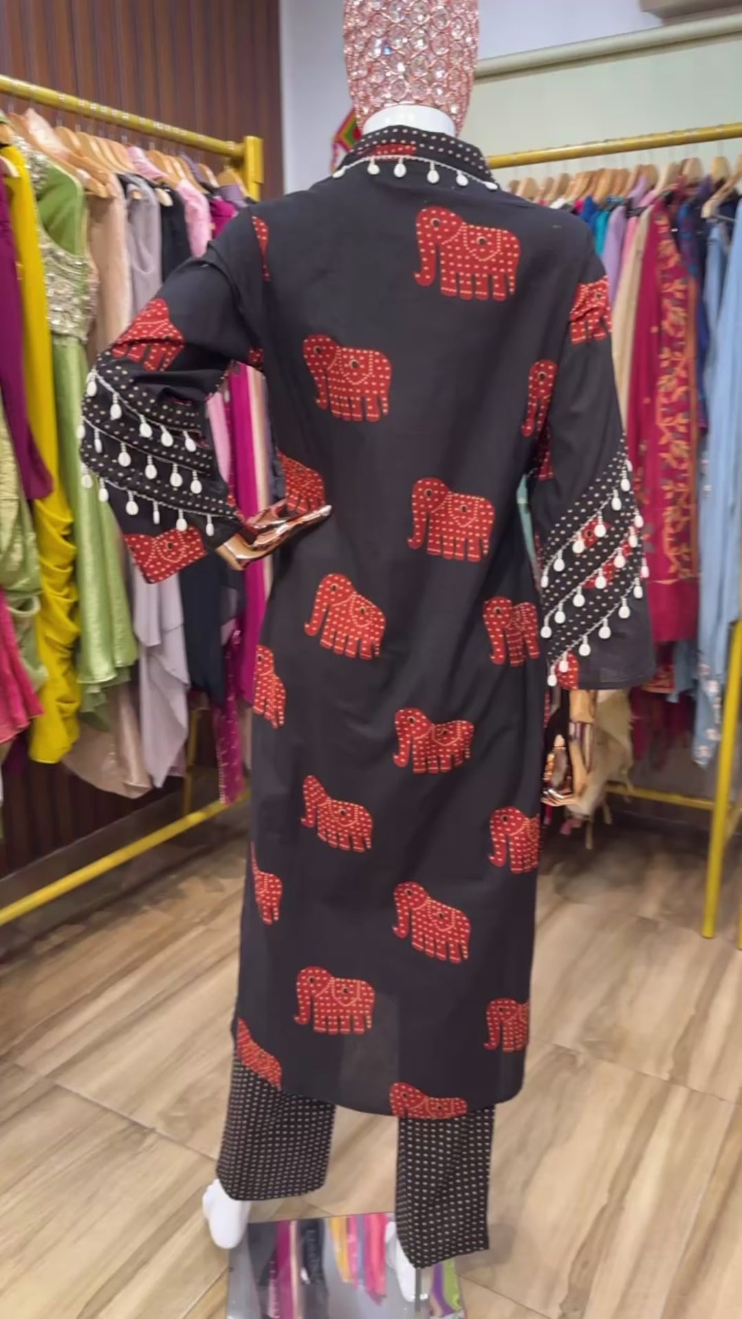 Black elephant print co ord set